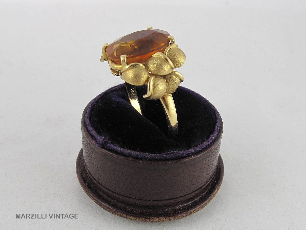 Vintage 18K Gold Brandy Citrine Cocktail Ring Vintage 18K Gold Brandy Citrine Cocktail Ring
