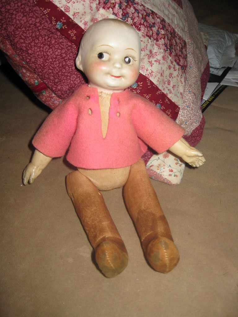 10" Googly 1930s by Madame Hendren Compo Doll in Felt Clothes 10" Googly 1930s by Madame Hendren Compo Doll in Felt Clothes