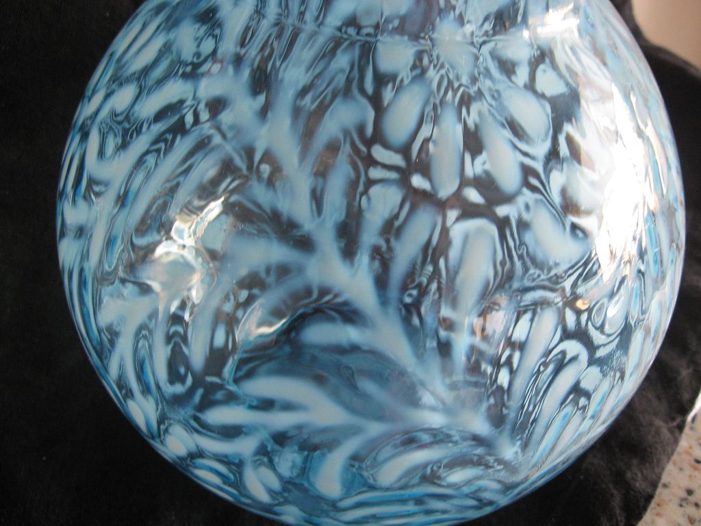 Gorgeous "Mosser" Opalescent Blue "Fern & Daisy" Huge Vase Gorgeous "Mosser" Opalescent Blue "Fern & Daisy" Huge Vase