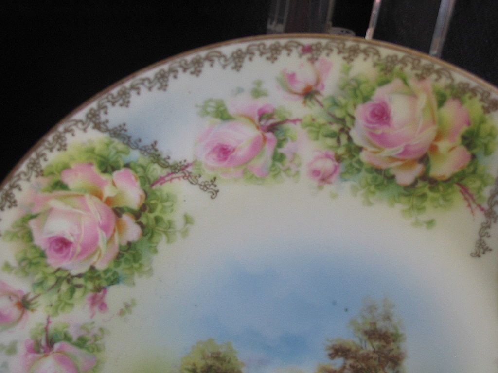 RS Prussia Hand Painted Plate, Sheep Herder Scene RS Prussia Hand Painted Plate, Sheep Herder Scene
