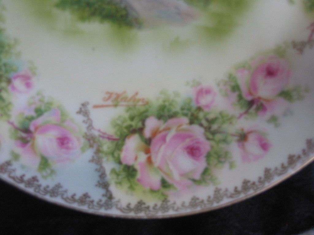 RS Prussia Hand Painted Plate, Sheep Herder Scene RS Prussia Hand Painted Plate, Sheep Herder Scene