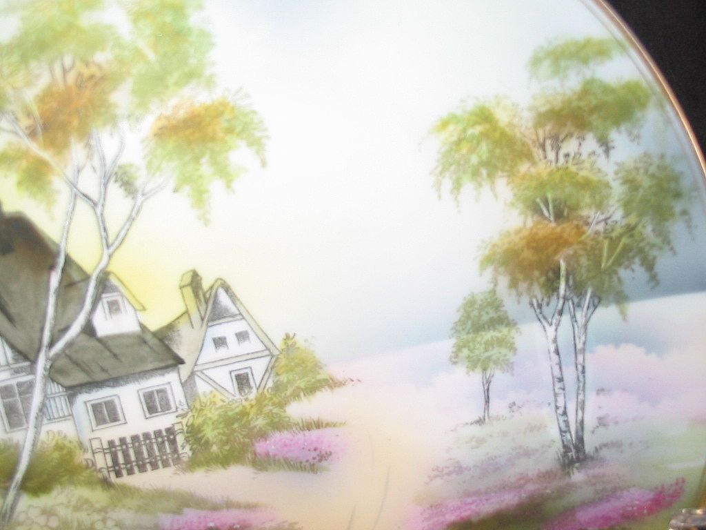 RS Prussia "House In Woodland Scene Plate" Hand Painted, Mint RS Prussia "House In Woodland Scene Plate" Hand Painted, Mint