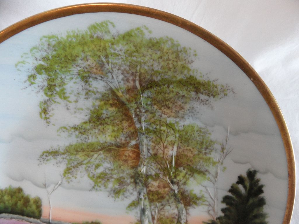 Prussia Royal Rudolstadt Hand Painted Country Scene Plate Prussia Royal Rudolstadt Hand Painted Country Scene Plate