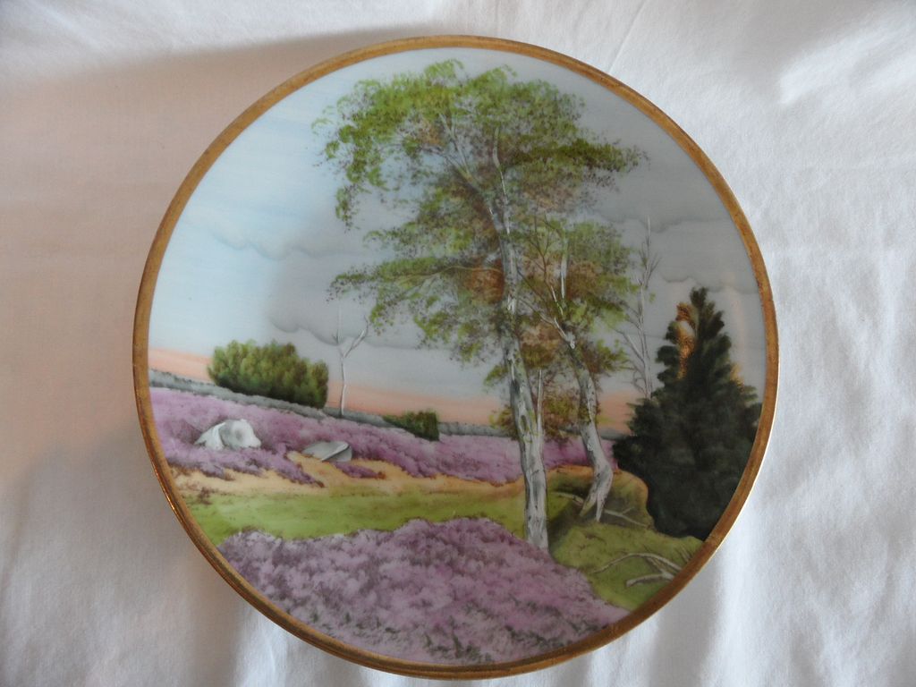 Prussia Royal Rudolstadt Hand Painted Country Scene Plate Prussia Royal Rudolstadt Hand Painted Country Scene Plate