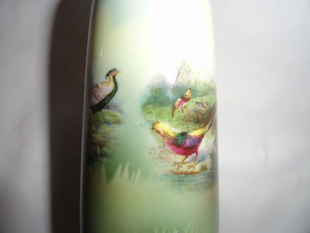 RS Prussia Salesman Sample Vase, Chinese & Ringneck Pheasants RARE RS Prussia Salesman Sample Vase, Chinese & Ringneck Pheasants RARE