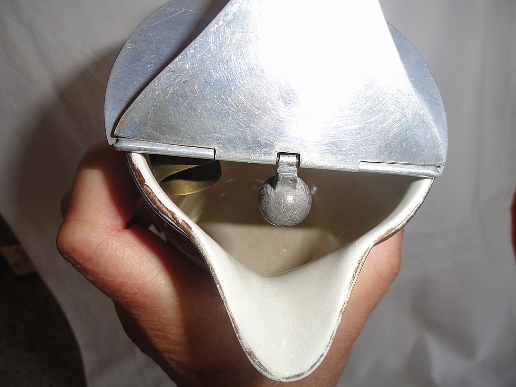Flow Blue Pewter Lidded Pitcher, Farm Scene With Cows, Ivanhoe Flow Blue Pewter Lidded Pitcher, Farm Scene With Cows, Ivanhoe