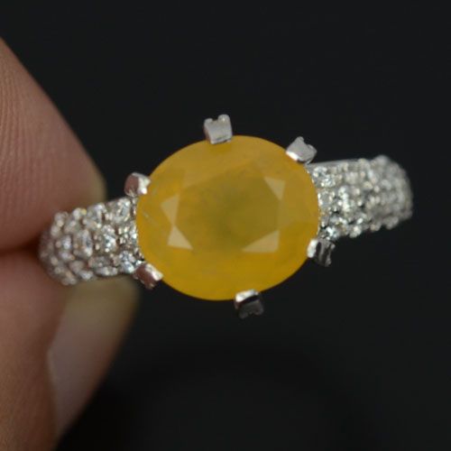 Luscious Yellow Opal & White Sapphire Gemstone Ring Luscious Yellow Opal & White Sapphire Gemstone Ring