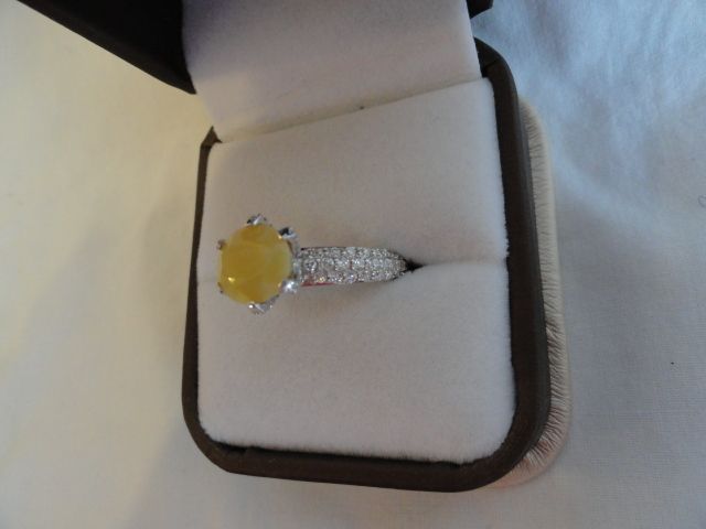Luscious Yellow Opal & White Sapphire Gemstone Ring Luscious Yellow Opal & White Sapphire Gemstone Ring