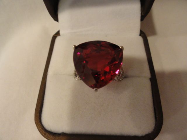 Mega Magnific Red Topaz Ring With White Heart Sapphires Mega Magnific Red Topaz Ring With White Heart Sapphires