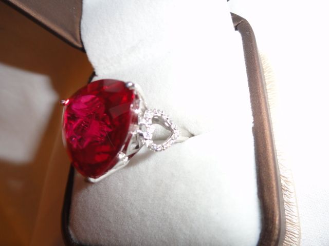 Mega Magnific Red Topaz Ring With White Heart Sapphires Mega Magnific Red Topaz Ring With White Heart Sapphires
