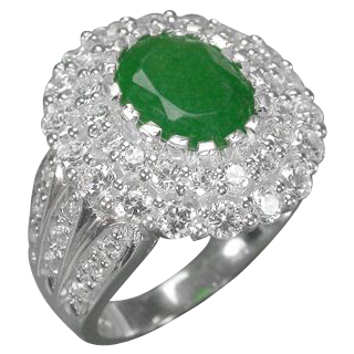 Gorgeous Green Aventurine Oval Ring & White Sapphires Gorgeous Green Aventurine Oval Ring & White Sapphires