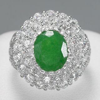 Gorgeous Green Aventurine Oval Ring & White Sapphires Gorgeous Green Aventurine Oval Ring & White Sapphires