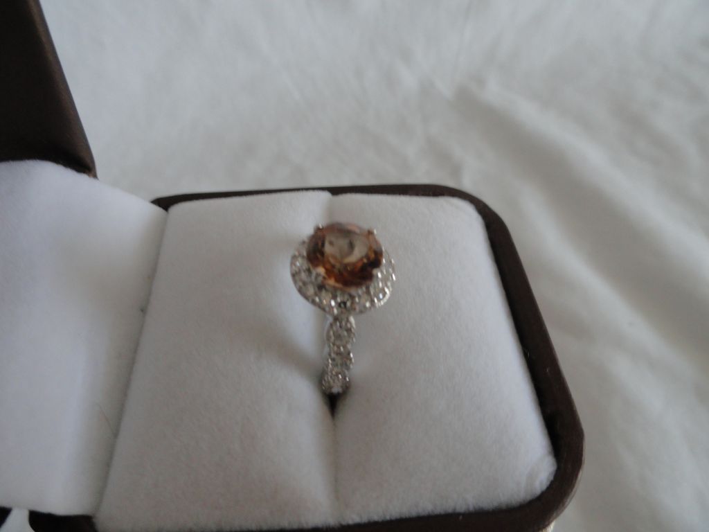 Stunning Champagne Topaz Ring Surrounded by White Sapphires & Zircons Stunning Champagne Topaz Ring Surrounded by White Sapphires & Zircons