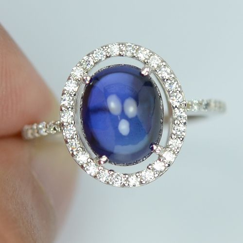 Sapphire Ring In Kashmire Blue Cabochon Sapphire Ring In Kashmire Blue Cabochon