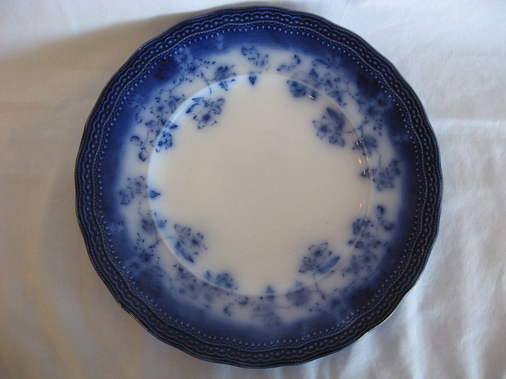Flow Blue 9" "Prussia" Floral Embossed Plate Flow Blue 9" "Prussia" Floral Embossed Plate
