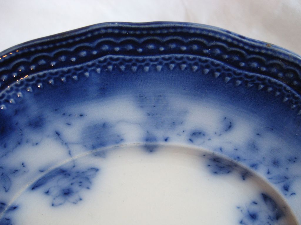 Flow Blue 9" "Prussia" Floral Embossed Plate Flow Blue 9" "Prussia" Floral Embossed Plate