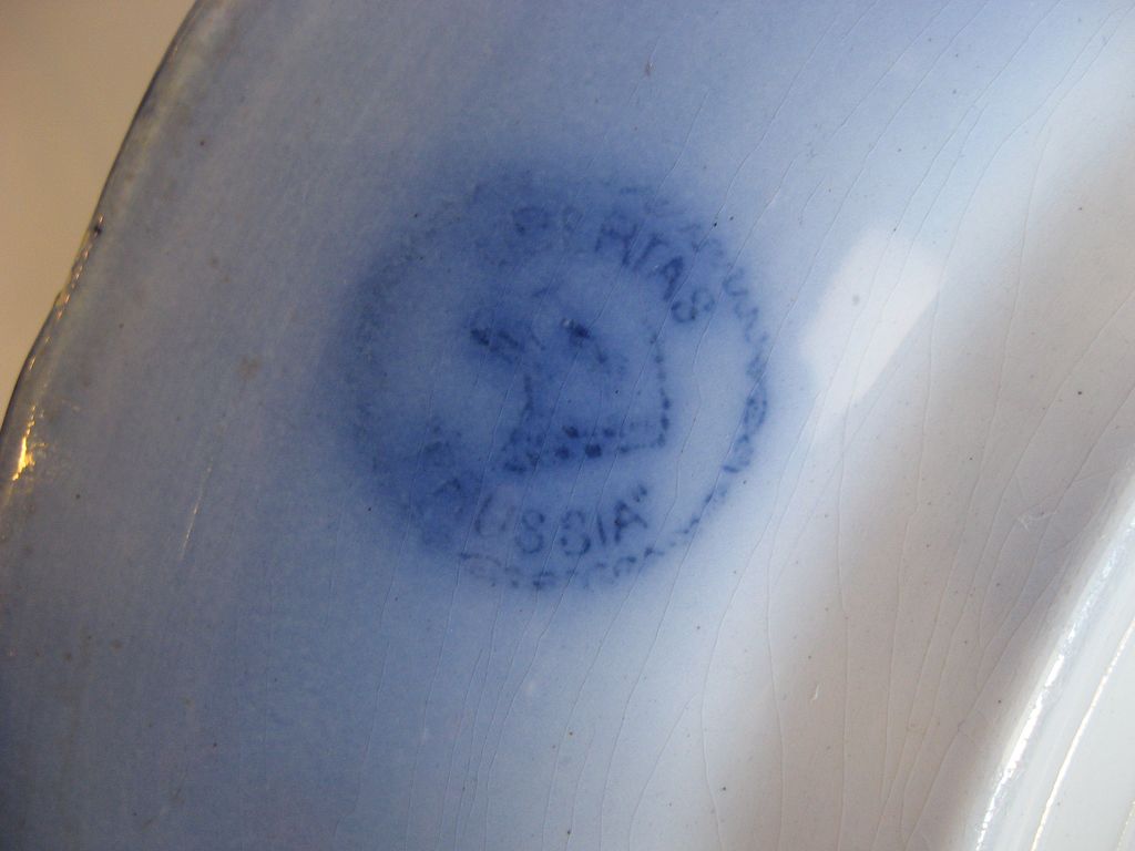 Flow Blue 9" "Prussia" Floral Embossed Plate Flow Blue 9" "Prussia" Floral Embossed Plate