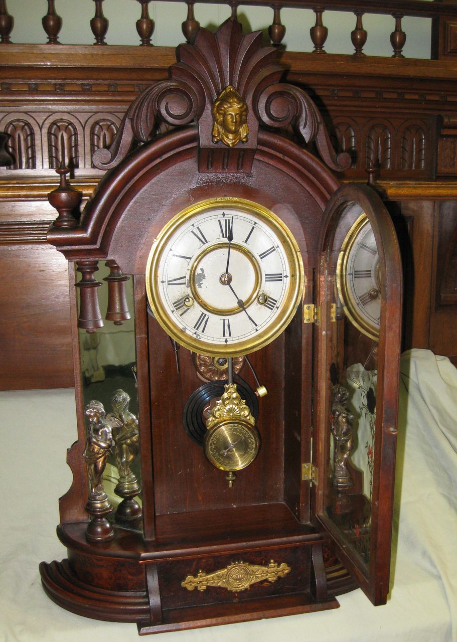 New Haven Mirror Side Shelf Clock, "Occidental", circa 1900 New Haven Mirror Side Shelf Clock, "Occidental", circa 1900
