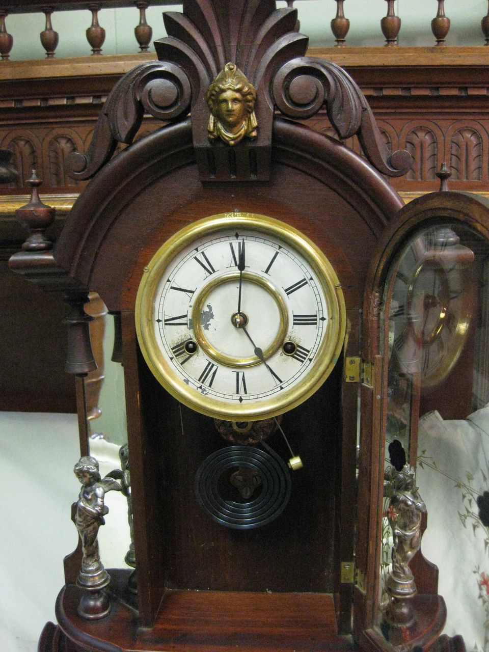 New Haven Mirror Side Shelf Clock, "Occidental", circa 1900 New Haven Mirror Side Shelf Clock, "Occidental", circa 1900