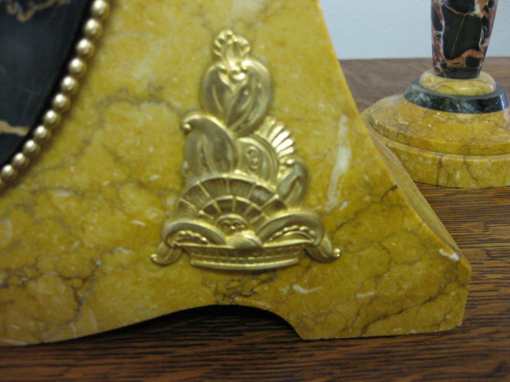 Japy French Art Deco 3-piece marble mantel set Japy French Art Deco 3-piece marble mantel set