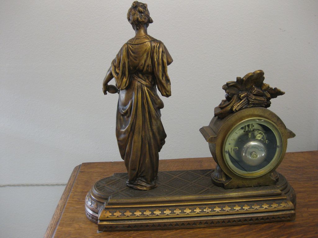 French Statue Mantel Clock French Statue Mantel Clock