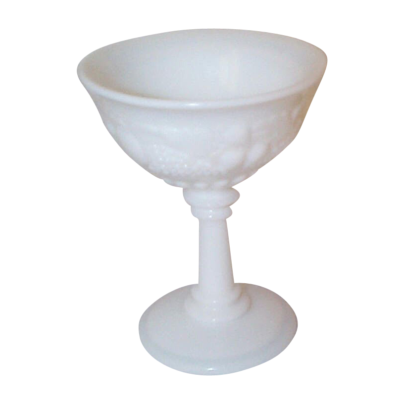 Two Della Robbia Low Sherberts in Milk Glass - 1930 Two Della Robbia Low Sherberts in Milk Glass - 1930