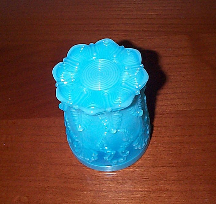 4 European Blue Opaque Lacy Type Tumblers 4 European Blue Opaque Lacy Type Tumblers