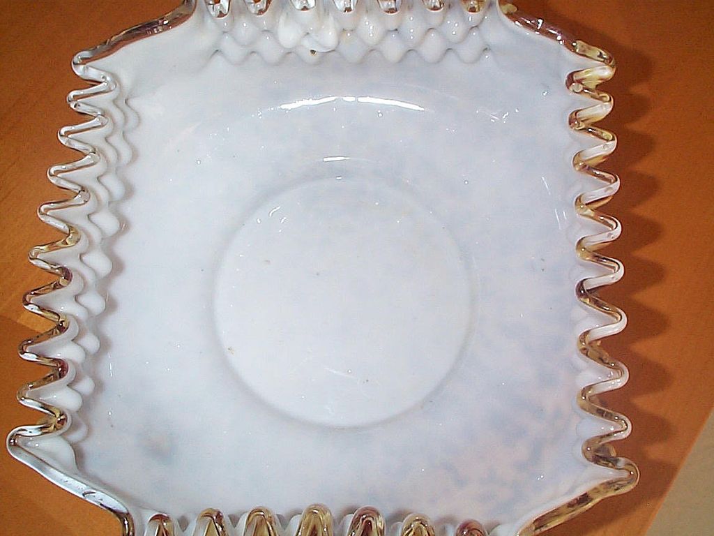 Victorian Cased Spatter Glass Brides Bowl Victorian Cased Spatter Glass Brides Bowl