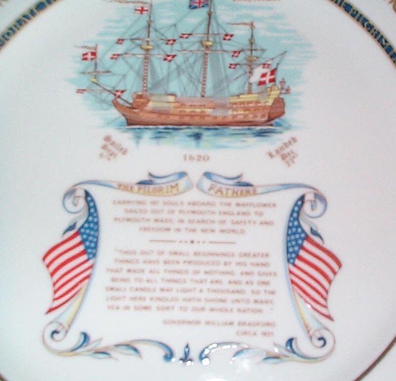 Aynsley China Commemorative Sailing of the Mayflower Dinner Plate Aynsley China Commemorative Sailing of the Mayflower Dinner Plate