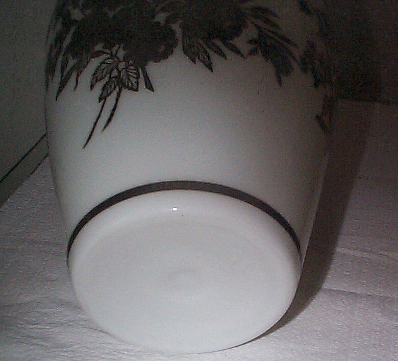 Tall Opaline Vase with Sterling Overlay Decorations of Flowers Tall Opaline Vase with Sterling Overlay Decorations of Flowers