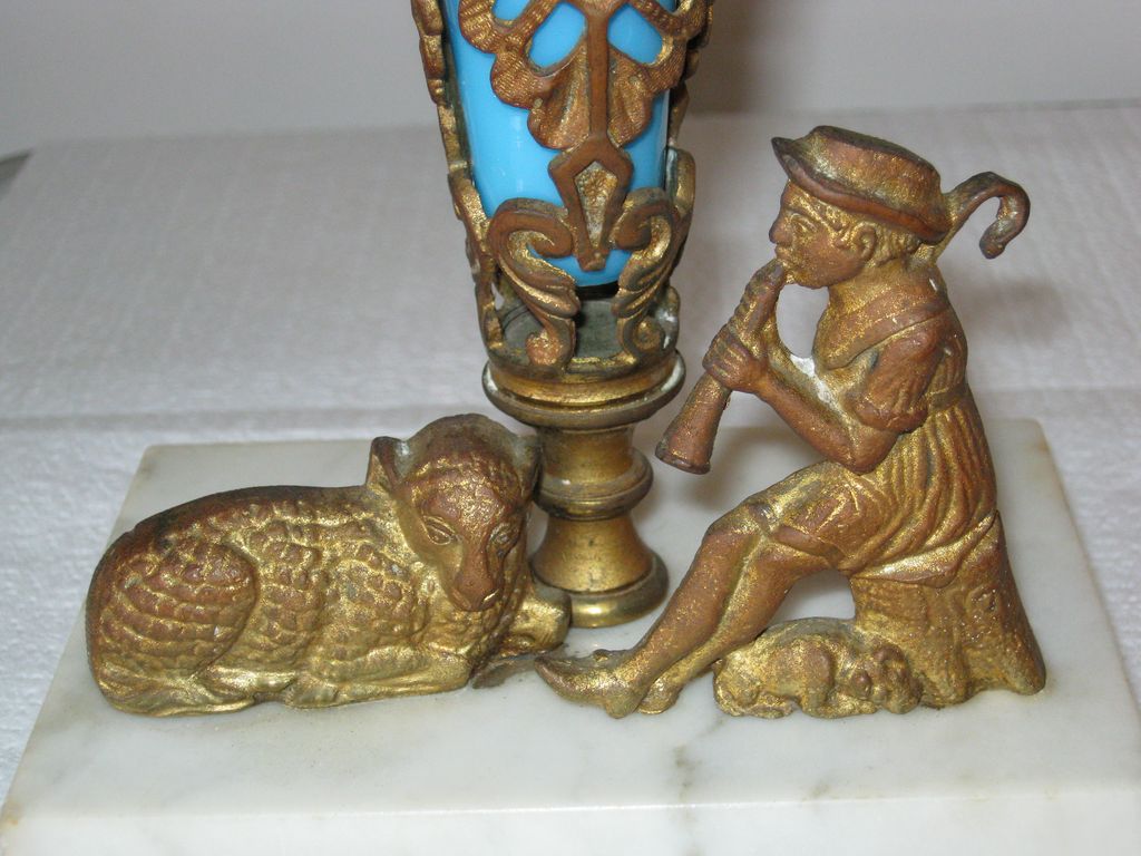 Opaline Vase in European Bronze Holder/Marble Base Opaline Vase in European Bronze Holder/Marble Base