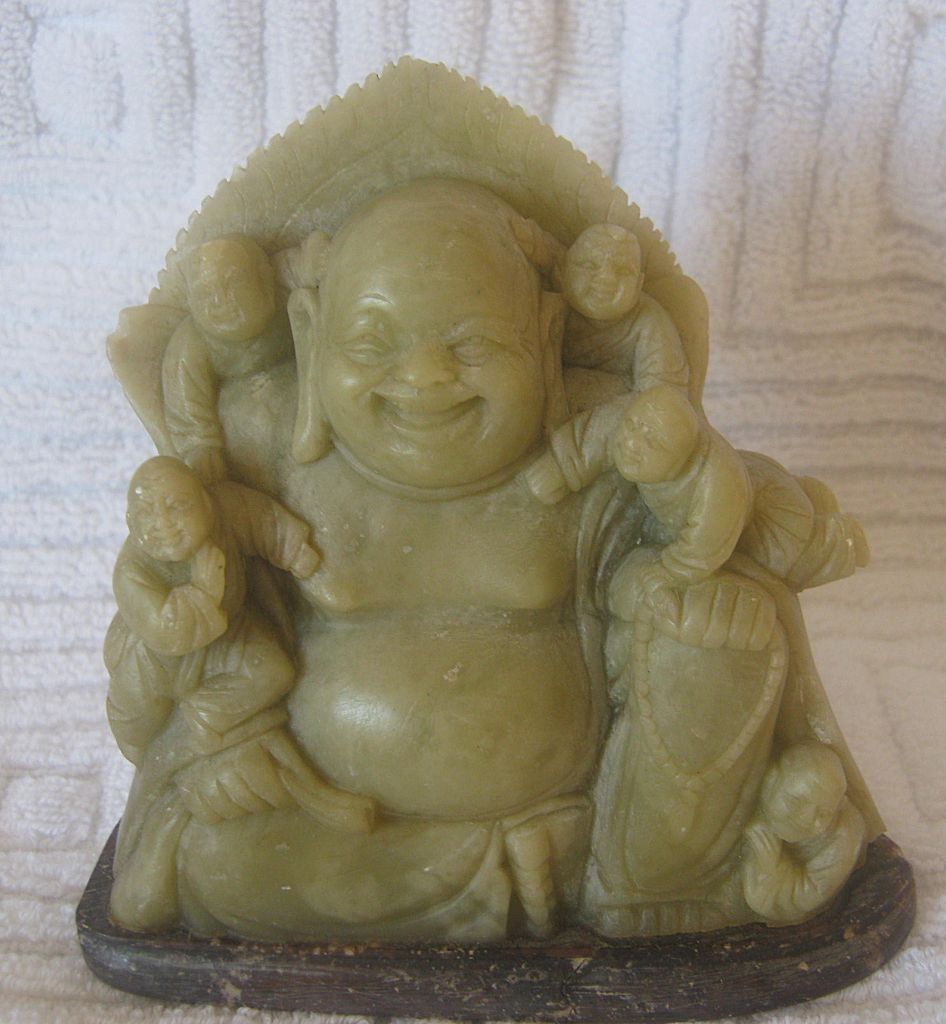 Hardstone Carving of Laughing Buddha with Children - Soapstone Hardstone Carving of Laughing Buddha with Children - Soapstone