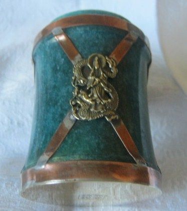 Signed Small Hardstone Covered Box With Guan Yin Signed Small Hardstone Covered Box With Guan Yin