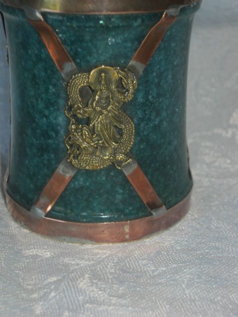 Signed Small Hardstone Covered Box With Guan Yin Signed Small Hardstone Covered Box With Guan Yin