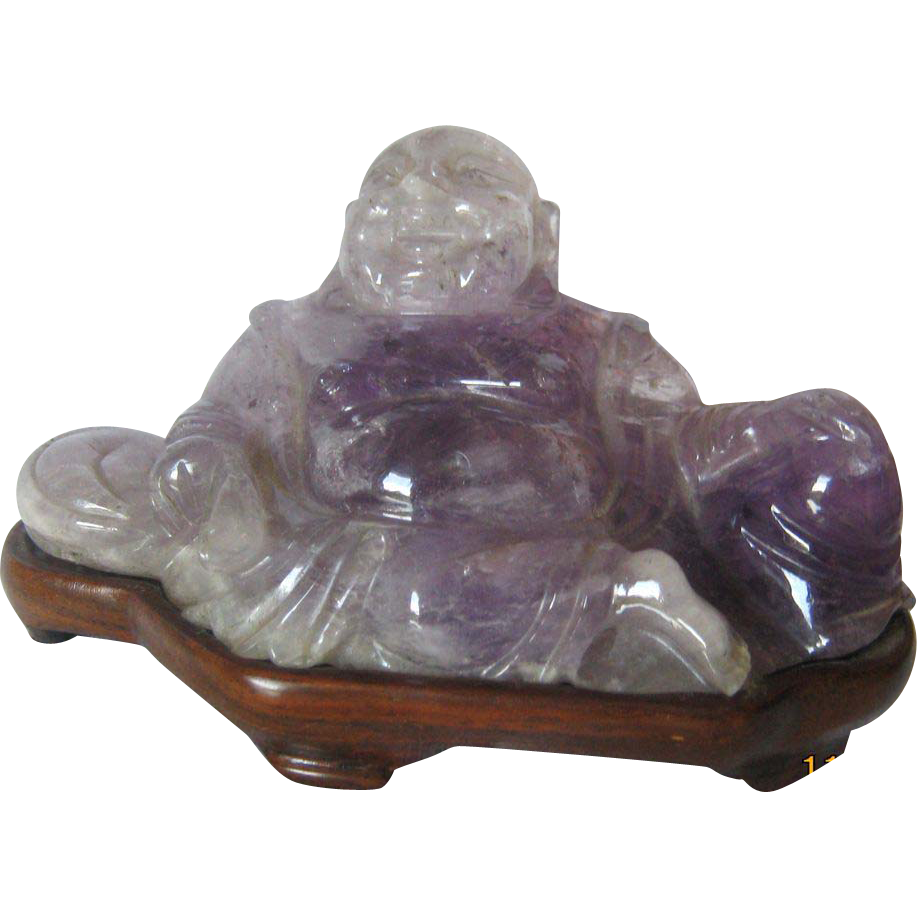 Amethyst Carved Hardstone of Buddha - Great Facial Details. Amethyst Carved Hardstone of Buddha - Great Facial Details.