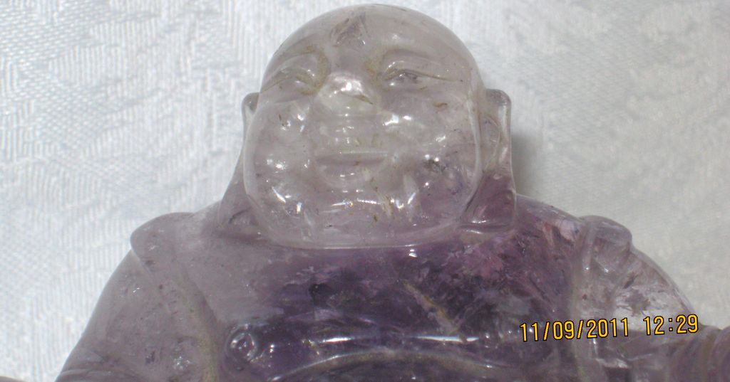 Amethyst Carved Hardstone of Buddha - Great Facial Details. Amethyst Carved Hardstone of Buddha - Great Facial Details.