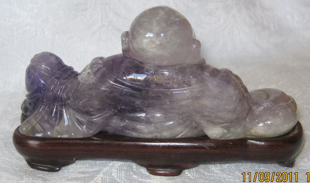Amethyst Carved Hardstone of Buddha - Great Facial Details. Amethyst Carved Hardstone of Buddha - Great Facial Details.