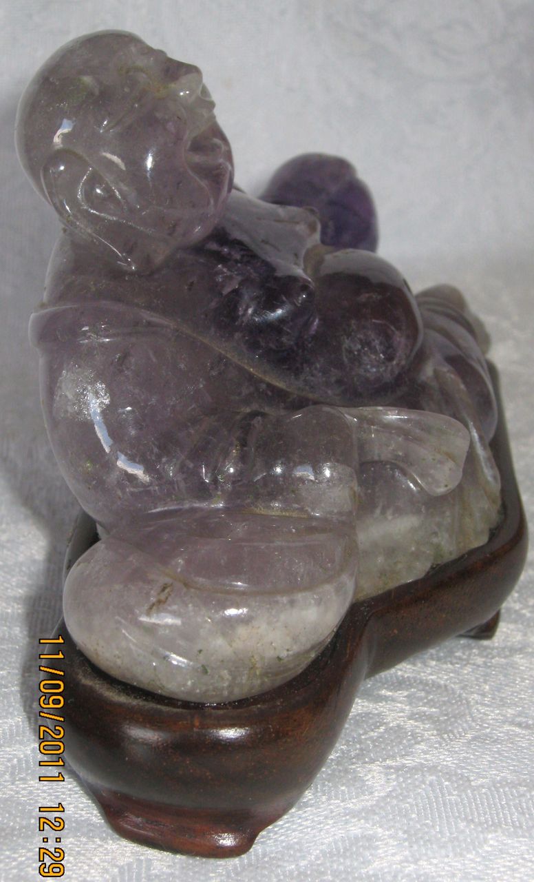 Amethyst Carved Hardstone of Buddha - Great Facial Details. Amethyst Carved Hardstone of Buddha - Great Facial Details.