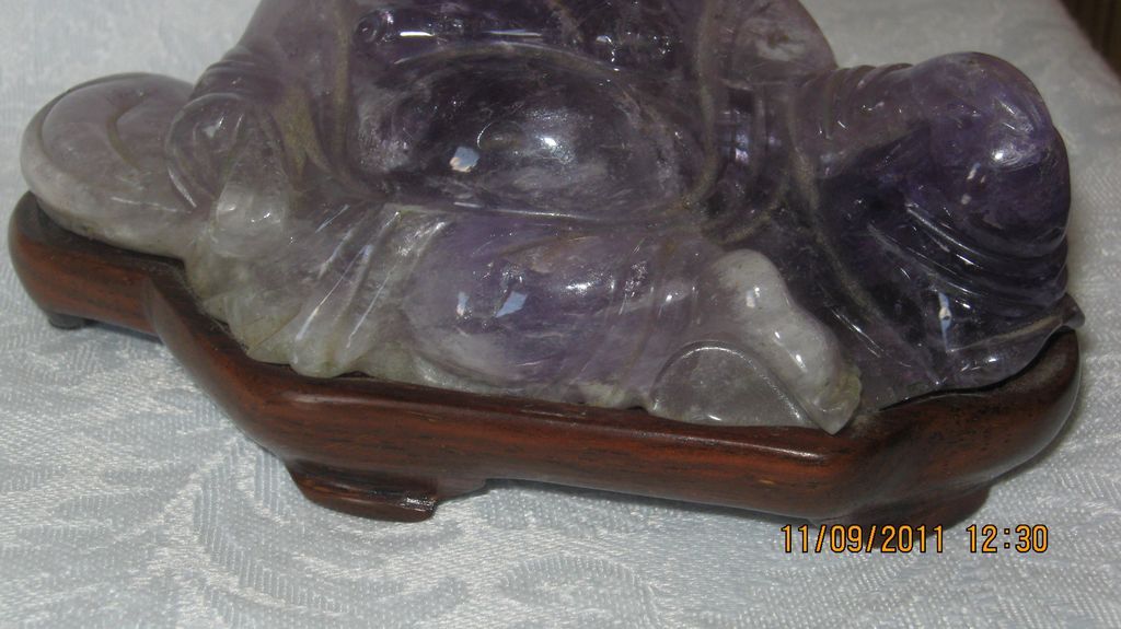 Amethyst Carved Hardstone of Buddha - Great Facial Details. Amethyst Carved Hardstone of Buddha - Great Facial Details.