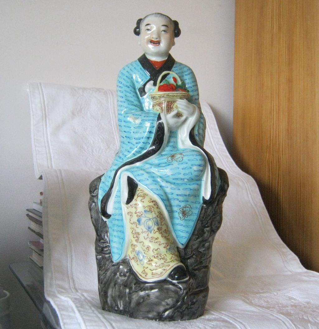 Tall Chinese Statue of Lan Chai Hi - 11 3/4" Tall Tall Chinese Statue of Lan Chai Hi - 11 3/4" Tall