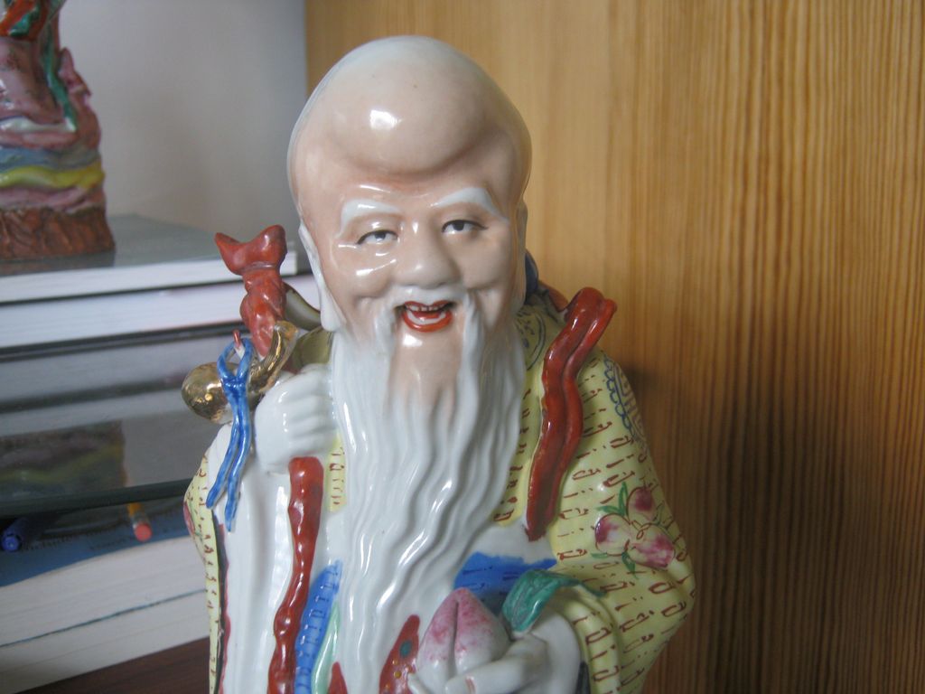 Hand Molded Statues of the Goddess of Longevity Magu and the God of Immortality Shou Lao Hand Molded Statues of the Goddess of Longevity Magu and the God of Immortality Shou Lao
