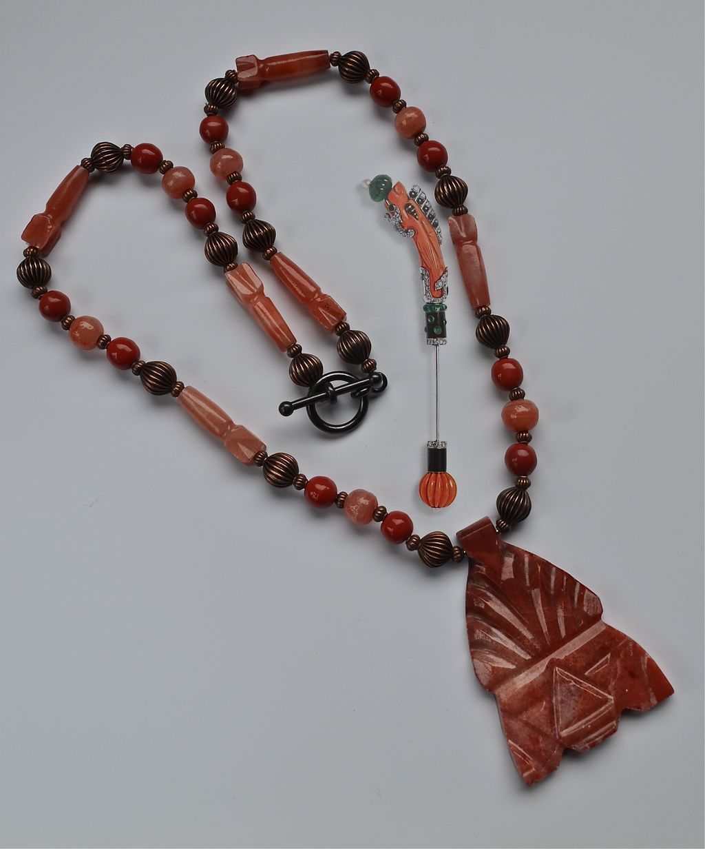 Carved Aztec Spirit Warrior Stone Pendant Necklace Carved Aztec Spirit Warrior Stone Pendant Necklace