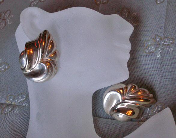 Sterling Silver & 10kt Gold Plate Modernist Floral Spray Earrings Sterling Silver & 10kt Gold Plate Modernist Floral Spray Earrings