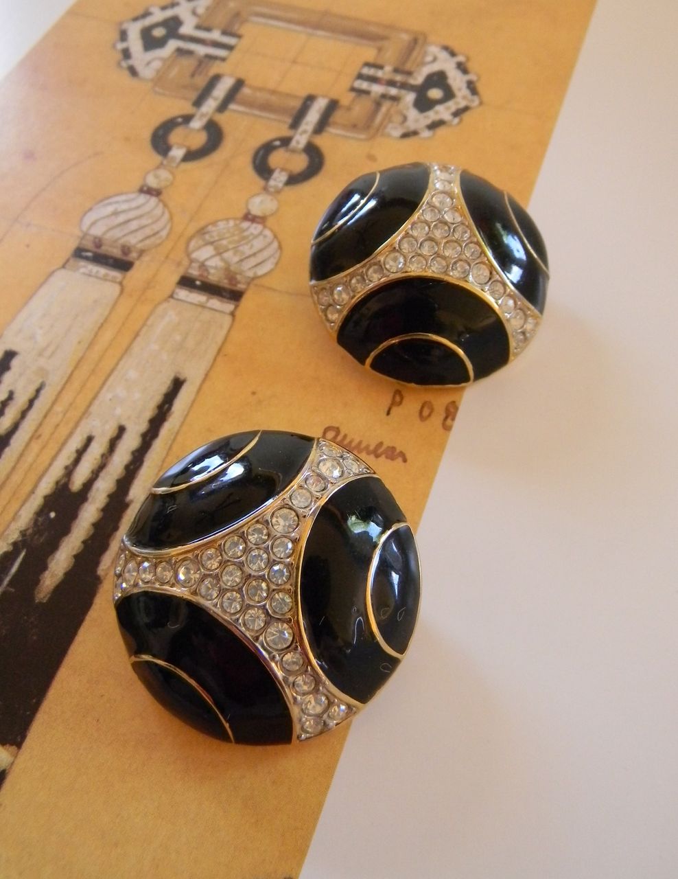 Couture Nina Ricci France Swarovski / Enamel Earrings Couture Nina Ricci France Swarovski / Enamel Earrings