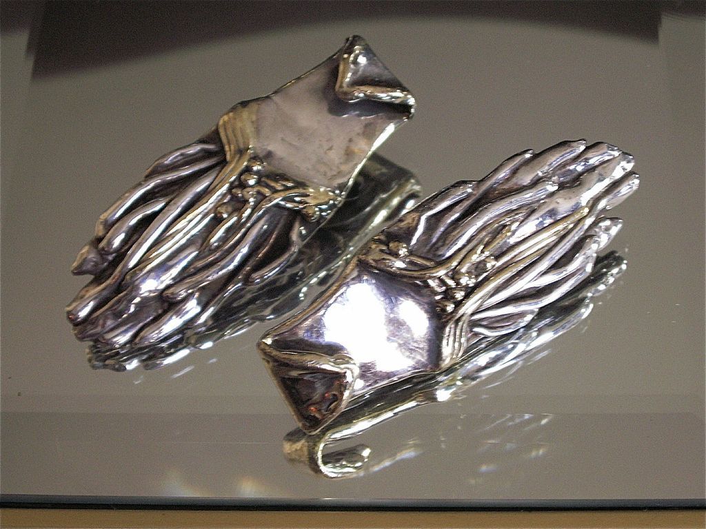 Dramatic Sterling and 10kt Gold Plate Abstract Earrings Dramatic Sterling and 10kt Gold Plate Abstract Earrings