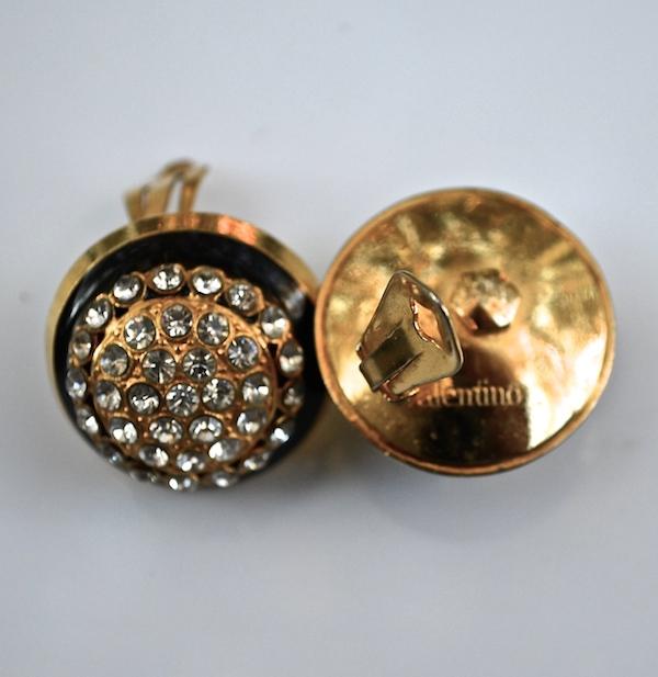 COUTURE SALE: Valentino 10kt Gold Plate Black & Crystal Cluster Earrings COUTURE SALE: Valentino 10kt Gold Plate Black & Crystal Cluster Earrings