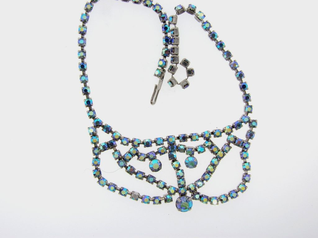 Bright sparkling blue AB festoon rhinestone necklace Bright sparkling blue AB festoon rhinestone necklace