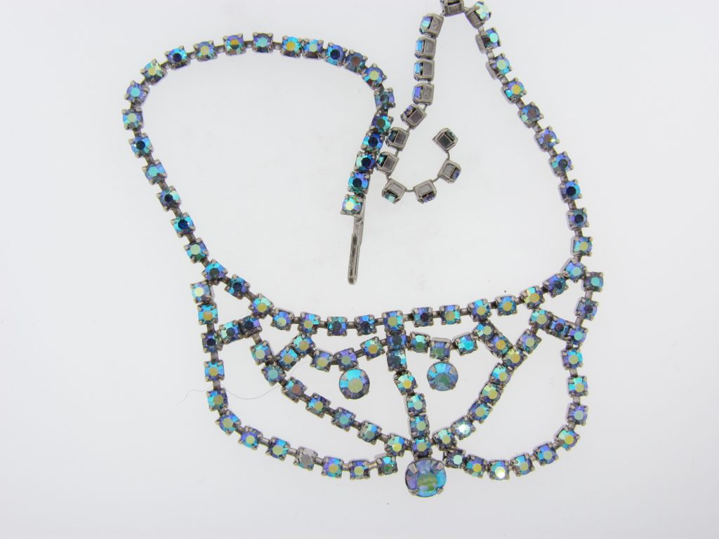 Bright sparkling blue AB festoon rhinestone necklace Bright sparkling blue AB festoon rhinestone necklace