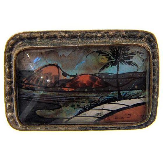 Marked Sterling framed butterfly wing small brooch Marked Sterling framed butterfly wing small brooch