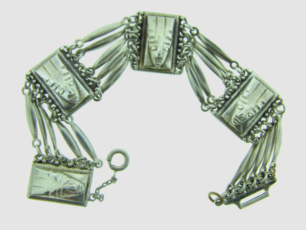 Vintage made in Mexico silver bracelet with Inca faces Vintage made in Mexico silver bracelet with Inca faces